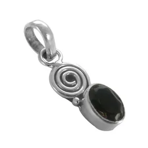 Colgante de Plata 925 con Cuarzo Ahumado para Mujer, Joyería Artesanal de Piedra Preciosa en Oro Rosa con Baño de Rodio y Detalles de Dijes - Product Image 3