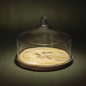 Vente chaude plaque en bois Dôme Gâteau seving Stand Avec dôme en métal Couvercle Nouveau Design Décoration Meilleure Qualité Moderne Stadard - Product Image 2