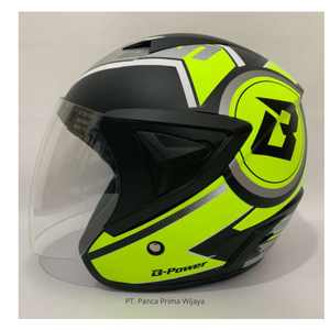 Casque de moto jaune mat JP13 BXV de haute qualité | Certifié SNI | Casque ouvert adulte ABS à visière unique - Product Image 2