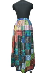 Jupe longue 100% soie, Patchwork jupe sari faite à la main Inde livraison gratuite grande taille - Product Image 6