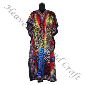 KFL004 moda sin mangas pura seda larga Kaftan de talla grande ropa de dormir de mujer - Product Image 1