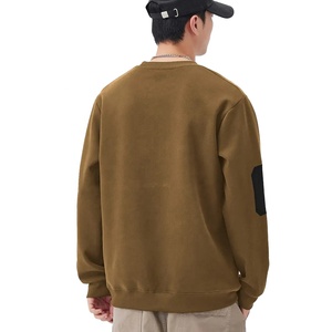 เสื้อสเวตเชิ้ตคอกลมสีเขียวมะกอกทรงโอเวอร์ไซส์สำหรับผู้ชาย ผ้าถักสีพื้น สวมใส่สบายๆ สำหรับฤดูใบไม้ร่วง แขนเสื้อแบบปกติ - Product Image 2