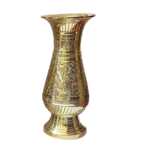 แจกันดอกไม้ทองเหลืองพร้อมลวดลายบิดรี นักกัชิ แจกันดอกไม้ชุบทองเหลืองโบราณ - Product Image 1