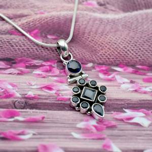 Blue <b>Onyx</b> 925 Sterling Silver <b>Earring</b> Set Floral Handmade Wedding Jewelry with Pendant Fashionable Gift Item - Product Image 4