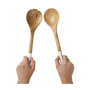 Cuchara Industrial con acabado marrón de madera Natural, cubiertos esenciales, cubiertos hechos a mano, cuchara para ensalada de madera, tenedor, revestimiento de resina para fiesta - Product Image 1