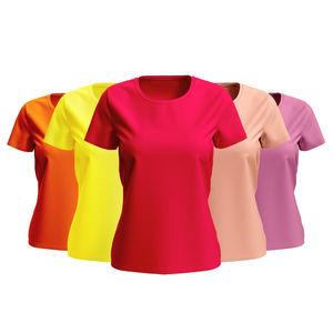Venta al por mayor a granel de alta calidad Casual de manga corta de las mujeres O cuello camisetas de diseño personalizado y Color 100% algodón camisetas de las mujeres - Product Image 1