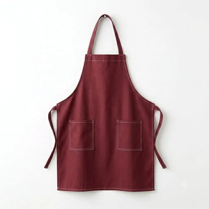 Delantal de Algodón Borgoña con Dos Bolsillos - Unisex Adulto - Delantal Profesional de Cuero para Cocina/Barbacoa/Barbería - Product Image 1
