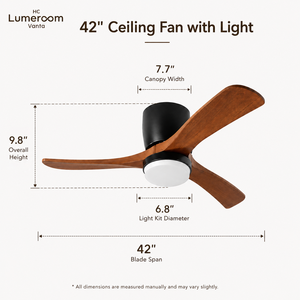 Ventilateur de plafond avec lumière et télécommande, en stock aux États-Unis, 42 pouces, en bois massif, montage encastré, profil bas, moteur DC silencieux, 6 vitesses - Product Image 5