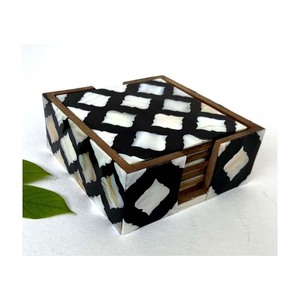 Ensemble de sous-verres incrustés d'os MOP faits à la main pierre polie articles de cadeaux pour la maison fabricant indien exportateur modèle Unique - Product Image 2