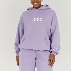 Ensemble de survêtement décontracté de luxe violet personnalisé OEM pour femmes, coupe régulière, logo frontal, fermeture hivernale, tenue de jogging unie - Product Image 2