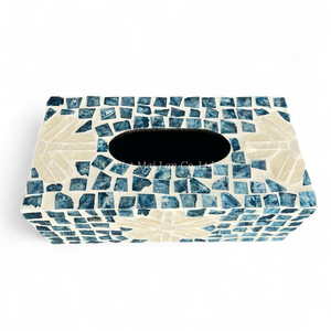 Caja de Pañuelos de Nácar, Hecha a Mano, con Incrustaciones de Concha Natural, Decoración Ecológica - Product Image 1