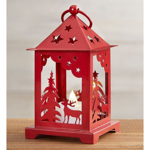 โคมไฟโลหะสีดำแขวนตกแต่งบ้านที่วางเทียนโคมไฟ LED สำหรับตกแต่งคริสต์มาสในร่ม - Product Image 4