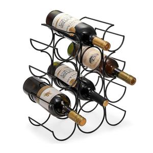 7 Bottles Countertop <b>Wine</b> Organizer Stand Double Tiers Metal <b>Free</b> <b>Standing</b> <b>Wine</b> Storage Holder Water Bottle Holder Stand-Black - Product Image 4