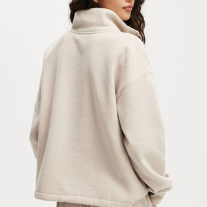 2024 femmes demi-fermeture éclair sweat personnalisé imprimé 100% coton à manches longues pull à capuche automne tenues OEM - Product Image 3