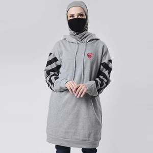 Vestido tipo sudadera con capucha de manga larga, estilo islámico musulmán, bordado, 100% algodón, talla grande, para invierno, con bolsillos, venta al por mayor. - Product Image 4