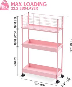 3 Tier Cán Kim Loại giỏ hàng kim loại màu hồng tiện ích lưới giỏ hàng với khóa màu hồng cán giỏ hàng với xử lý cho văn phòng nhà bếp thanh - Product Image 4