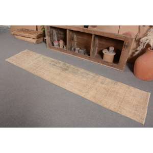 Classic Beige <b>Vintage</b> Turkish <b>Rug</b> 2x8.7ft Patchwork Wool Rectangle Hallway Design for Teen Living Room Latex Bedside <b>Rug</b> 2x8.7ft - Product Image 3