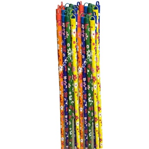 ASIAWOOD Venta directa de fábrica Precio bajo Listo para cargar Palo de escoba de madera de eucalipto Diseño de flores de PVC Herramienta de limpieza del hogar fácil de limpiar - Product Image 2
