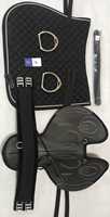 BLUHORSE Selle d'équitation anglaise en cuir PU pour l'entraînement et la course, ensemble complet, arbre incassable en plastique, quincaillerie nickelée, durable