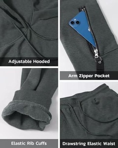 Ensemble de survêtement pour homme, coupe-vent, hiver, 2 pièces, motif uni, 100% coton, sweat-shirt à capuche, jogging, survêtement, manches longues, imprimé lettre, anime - Product Image 6