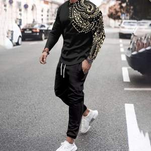 ชุดวอร์มผู้ชายคุณภาพสูง ไซส์ใหญ่ เป็นมิตรกับสิ่งแวดล้อม กันลม สำหรับฤดูหนาว แบบ 2 ชิ้น เสื้อยืดแขนยาว สไตล์ลำลอง สำหรับกิจกรรมกลางแจ้งและสวมใส่ในชีวิตประจำวัน - Product Image 6