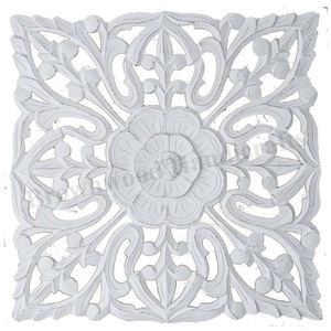 แผงผนังสี่เหลี่ยมไม้ MDF แกะสลักด้วยมือหรูหราขนาด60x60ซม. ของตกแต่งบ้านแบบอาร์ตเดคโคสุดหรู - Product Image 6