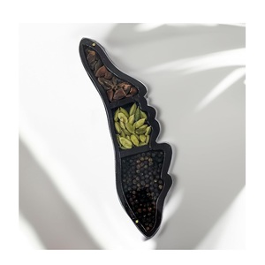 Compartiments carrés à deux tons Organisateur de style bois Boîte de rangement pour épices Masala Poivre en laiton Autres outils incluant une cuillère - Product Image 2