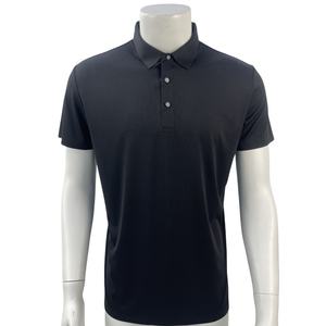 Haut de gamme personnalisé uni noir homme chemise haute élasticité dense tricot grille Jacquard Polo chemise été hauts - Product Image 1