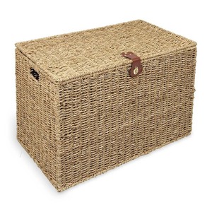 กล่องสานจากหญ้าทะเลขนาดใหญ่ คุณภาพสูง กล่องเก็บของจากหญ้าทะเล ตู้เก็บของจากฟางราฟเฟียธรรมชาติ - Product Image 4