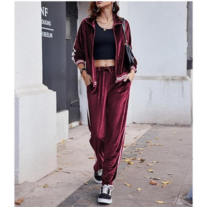 Ensemble pantalon taille haute survêtement femme automne 2 pièces ensemble salon tenue manches longues col rond pull ensemble - Product Image 1