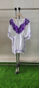 MEVE 100% Algodón Bordado Mujer Short Kaftan Loungewear/Resortwear - Product Image 2