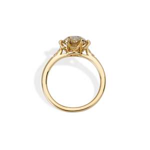 Anillo de champán de estilo europeo antiguo con diamante cultivado en laboratorio de 1.87 ct, color marrón muy claro VVS2, en oro amarillo de 14K, pieza de encanto del Viejo Mundo. - Product Image 2