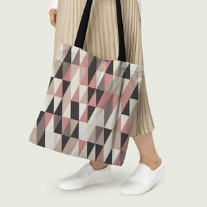 Geometric Cotton Canvas Tote <b>Bags</b> Full Stylish Digital Printed Fabric Pattern <b>Bag</b> With <b>Black</b> Handle African Assent <b>Bag</b> For All - Product Image 4