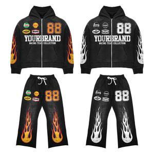 Conjuntos de dos piezas de diseño impreso personalizado de talla grande de calidad superior OEM ODM chándales de pantalones y Sudadera con capucha de moda personalizados para hombres - Product Image 1