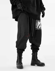 Pantalon cargo tactique Y2K de haute qualité pour hommes, style harem, décoration en dentelle, logo personnalisé, braguette à boutons, taille haute, hip-hop, techwear - Product Image 4