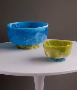 Tazón de servicio de resina de estilo antiguo único hecho a mano BOWI para cocina y comedor diseño de forma redonda cuencos de resina para servir - Product Image 4