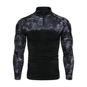 Chemises uniformes tactiques respirantes à séchage rapide pour hommes Chemise demi-zip à manches longues en tissu camouflage ripstop imprimé avec logo personnalisé - Product Image 6