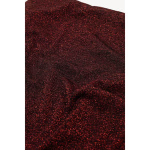 Robe droite à encolure drapée en tissu métallisé rouge vif brillant - Product Image 2