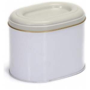 Boîte en métal ovale blanche de 1,4 L-140x120x130mm Produit de décoration pour la maison - Product Image 1