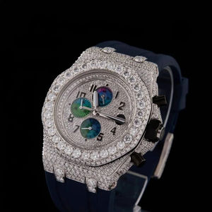 นาฬิกาโมissanite ประดับเพชรทันสมัย ระยิบระยับยาวนาน เหมาะสำหรับงานปาร์ตี้ งานแต่งงาน และสไตล์ประจำวัน นาฬิกาเพชรสำหรับผู้ชาย - Product Image 1