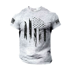 เสื้อยืดผู้ชายลายธงชาติอเมริกัน ผ้าฝ้าย 100% ดีไซน์เรียบง่าย สไตล์ลำลอง ระบายอากาศได้ดี แห้งเร็ว น้ำหนักผ้า 210 กรัม รับผลิตแบบ OEM - Product Image 2