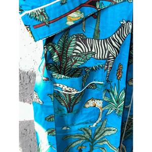 เสื้อคลุมอาบน้ำผ้าฝ้าย100% พิมพ์ลายสัตว์อินเดียทำด้วยมือชุดกิโมโนแบบมีตะเข็บชุดใส่ว่ายน้ำสำหรับฤดูหนาว/ฤดูร้อนฟรีไซส์ - Product Image 4