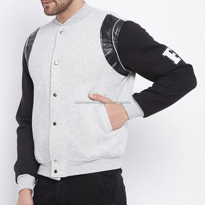 Veste universitaire pour événements universitaires, en coton molletonné, poids moyen, doublure matelassée, panneaux en simili cuir, veste personnalisée - Product Image 1