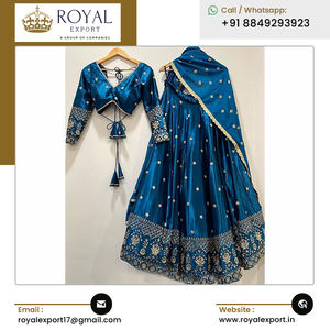 คอลเลกชันพิเศษของเสื้อผ้าชาติพันธุ์อินเดียออกแบบใหม่ lehenga choli ผ้าไหมเงางามแฟนซีหนักด้วยลำดับและงานปัก - Product Image 3