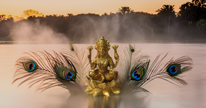 Laxmi sentado en Lotus hecho a mano diseño moderno estatua de latón escultura religiosa india para el hogar Oficina o decoración del templo - Product Image 5