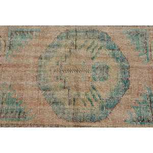 Turkish 2.3x4.8 ft Rug, Small Vintage Rug, Green <b>Brown</b> Abstract <b>Wool</b> Rug - Product Image 5
