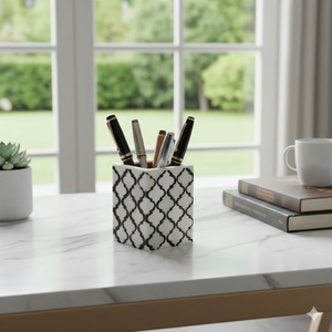 Portalápices Rectangular de Diseño Elegante y Ecológico, Hecho de MDF y Resina, para Decoración de Mesa en el Hogar y la Oficina - Product Image 3