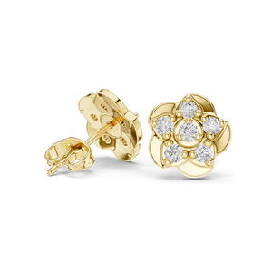 Pendientes de Diamantes Cultivados en Laboratorio de 0.55 CT con Diseño Floral, Claridad VVS-VS EF, Oro de 18KT, 14KT, 10KT y Plata 925, Oro Rosa, Amarillo, Blanco - Product Image 5