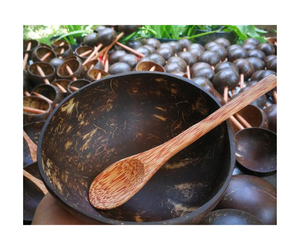 ชามกะลามะพร้าวธรรมชาติ100% พร้อมช้อนทำโลโก้ได้ตามต้องการ - Product Image 1