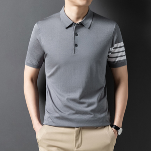 Suéter Polo de Punto de Manga Corta Ajustado para Hombre, Diseño Moderno con Bloques de Color - Product Image 4